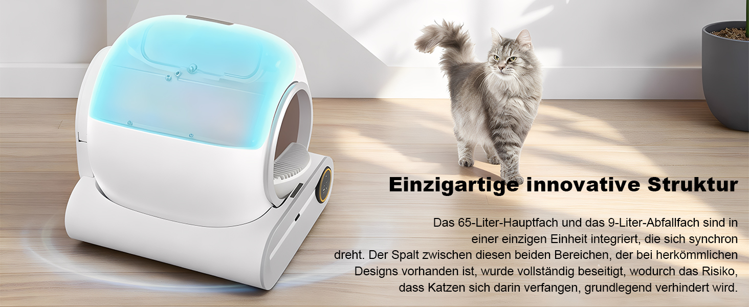 Автоматичний туалет для котів Katzenklo з самоочищенням, 65л, XXL, без запаху, з керуванням через додаток, для 2+ котів