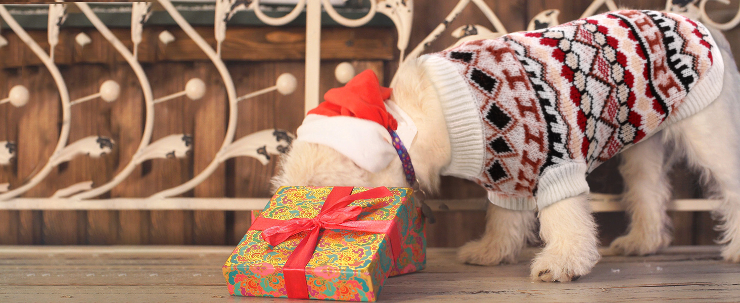 Теплий пуловер для собак - Boho стиль, різдвяний, з отвором для повідка, для чихуахуа, йоркширського тер'єра, джек-рассела, XS, колір кава