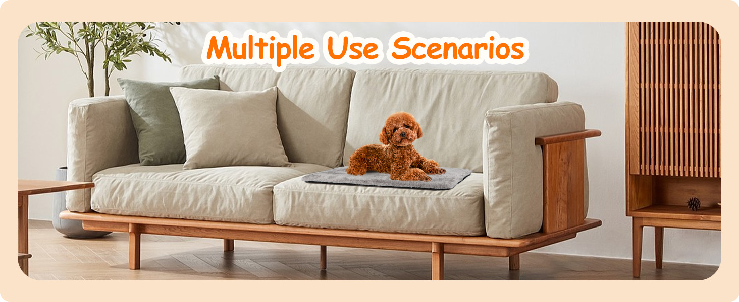 Nobleza Самогріюча килимок для собак та котів, тепла підстилка для домашніх тварин на зиму, м'яке ліжко для собак з Memory Foam, знімний, м'який плюшевий чохол, сірий, 91x58x4 см