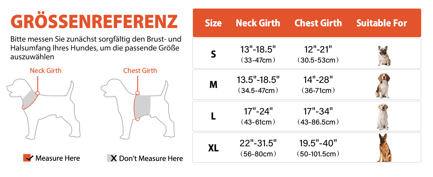 Світловідбиваючий нашийник для собак Joytale з LED, для середніх та великих собак, без натягування, з ручкою, регульований, для нічних прогулянок, зелений/помаранчевий, M/XL