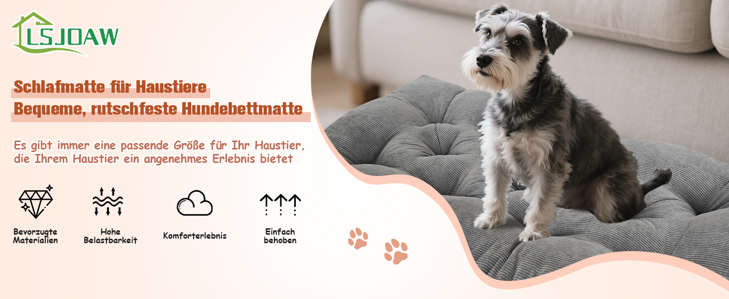 Ортопедичне ліжко для собак 50x30x8 см, м'яке, з антиковзним дном, для маленьких та середніх собак, біле