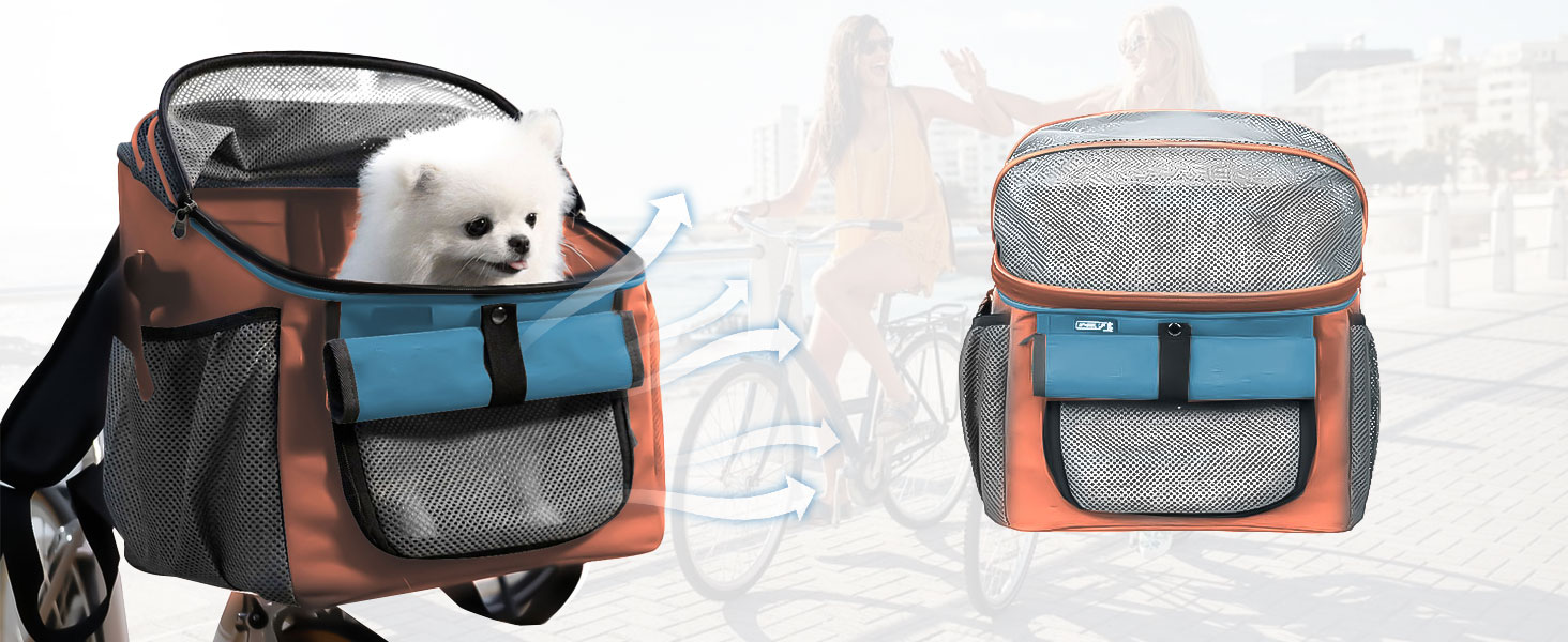 Корзина для собак Yallmie на велосипед, до 5 кг, 3 в 1, оранжева