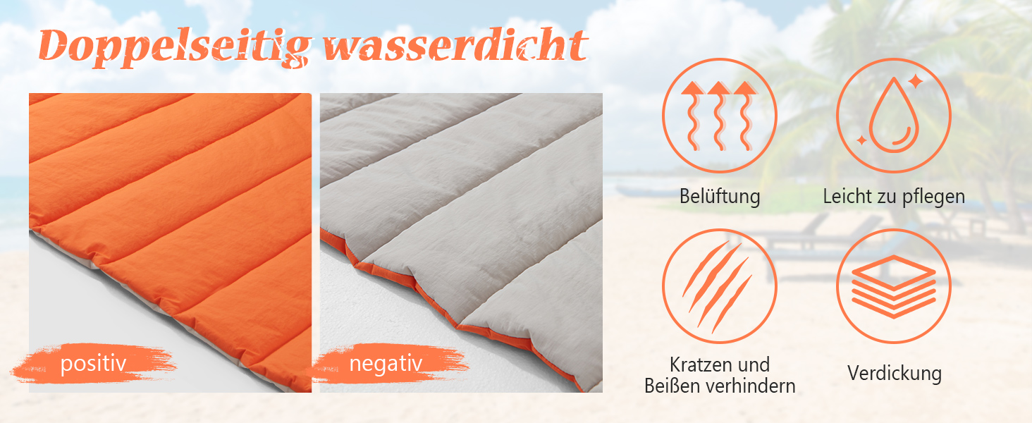 UNIKOME Лежанка для собак: килимок для подорожей, неслизький, антистатичний, миючий, 110x68 см (Помаранчевий+сірий)