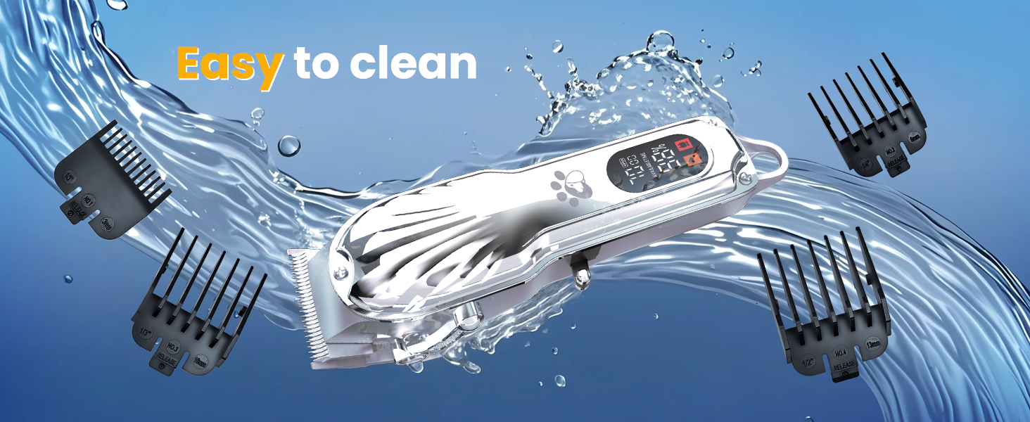 Професійна машинка для стрижки собак з товстим хутром, бездротова з LED-дисплеєм, тиха, акумуляторна, триммер для собак з набором для догляду за кігтями (срібна)