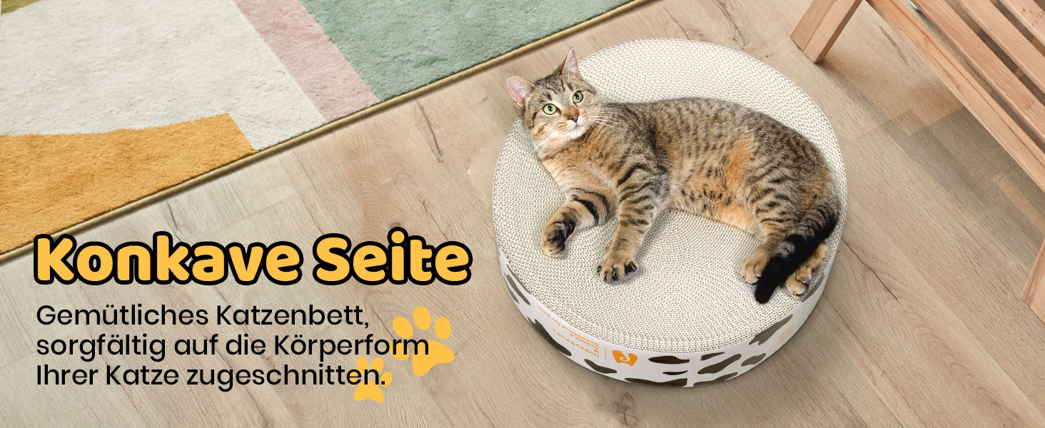 Кігтеточка Happy&Polly для котів: кругла, двостороння, з якісної картонної основи, 40x40x10 см