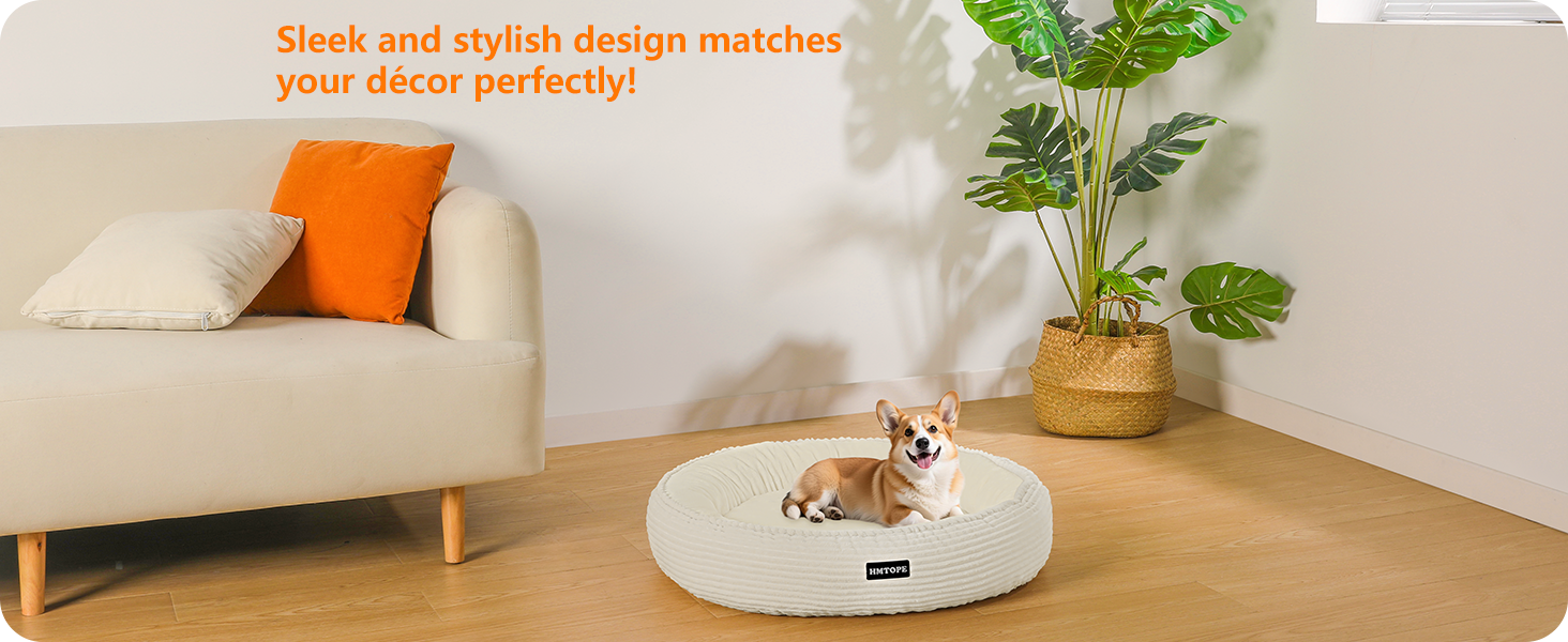 Кругле ліжко для собак середніх порід, котяче ліжко, м'яке, зручне, корзина для собак, донат, ліжко для собак, знімний, антиковзкий килимок, Ø 70 см, бежеве, 70 x 70 x 20 см