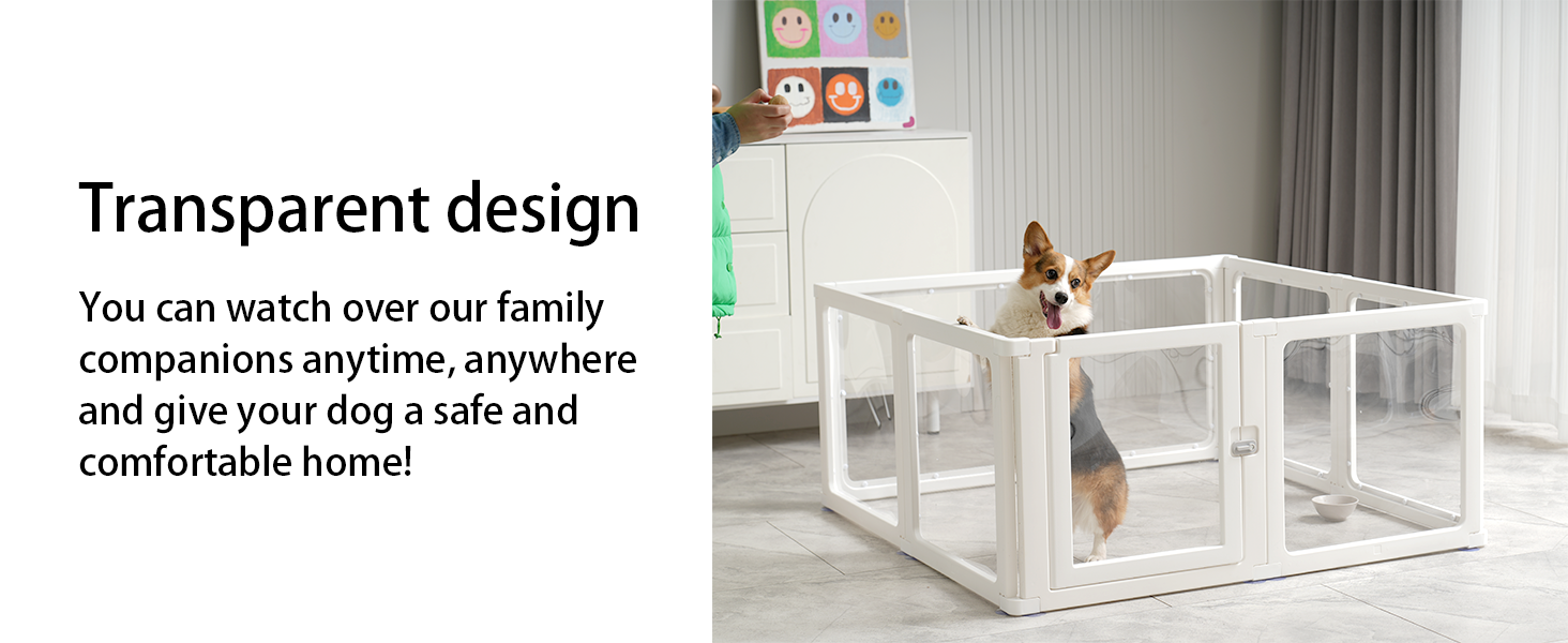 Клітка-вигул для цуценят Kerhouze, 8 шт., 60 см, прозора, для собак, котів, кроликів та інших дрібних тварин, з фіксуючою дверцятами, біла