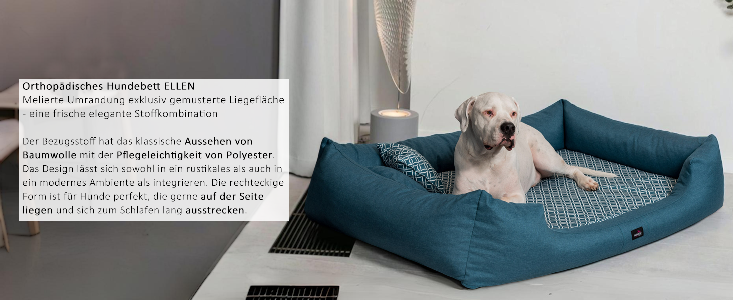 Ортопедичне ліжко для собак Tierlando® Ellen з матрацом з піною з ефектом пам'яті та текстурованою облямівкою. Розмір: 90x75 см, колір: кремовий. Підходить для собак великих та малих порід.