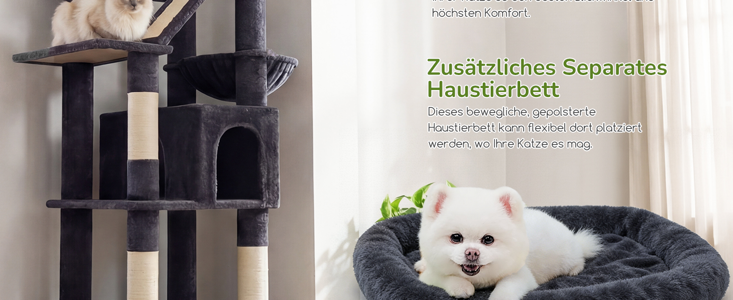 Комплекс для котів Globlazer з будиночками, лежаками та когтеточками, 189 см, XXL, темно-сірий