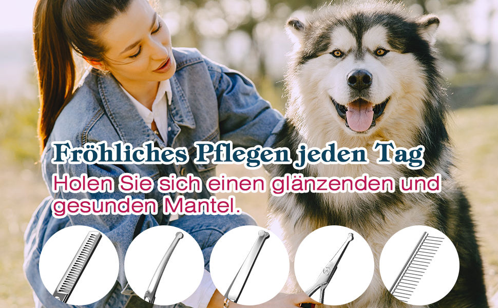 Набір професійних ножиць для грумінгу собак Pawaboo (5 шт.), рожевий