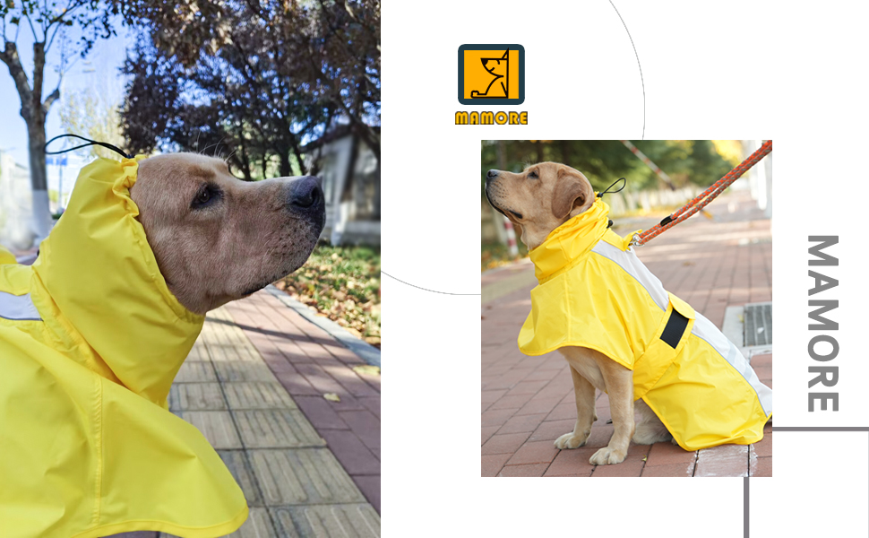 Дощовик для собак, водонепроникний, світловідбиваючий, регульований, дихаючий, з отвором для шлейки, для малих, середніх та великих собак (Жовтий та Білий, розмір XXXL)