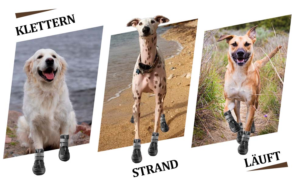 Водонепроникні чоботи для собак з світловідбиваючими ремінцями, захист лап, антиковзка гумова підошва, для малих, середніх та великих собак (S, чорний, водонепроникний)