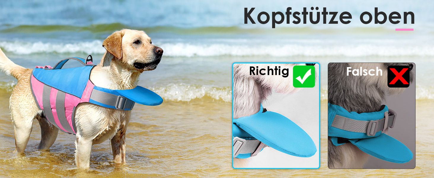 Жилет рятувальний для собак ThinkPet, світловідбиваючий, регульований, з підйомною силою (блакитно-рожевий, S)