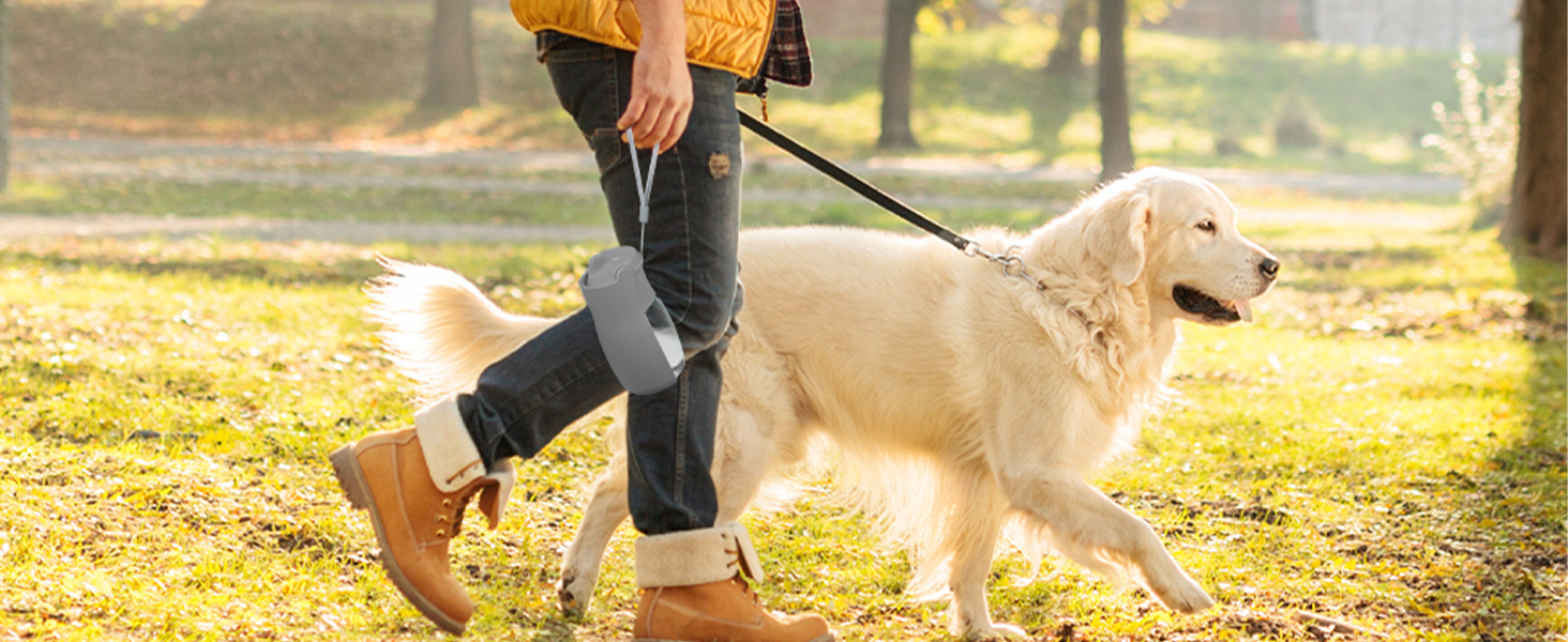 Водяна пляшка для собак на прогулянку 570мл або 350мл - портативна фляга для цуценят, малих, середніх та великих собак (Сірий)