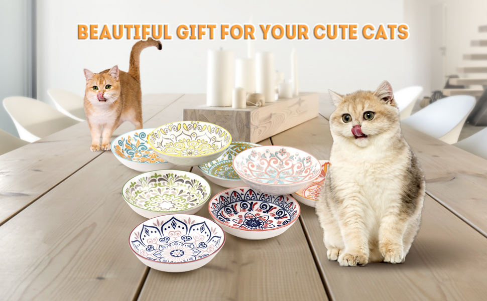 Набір мисок для котів з кераміки (8 шт.) - миски для корму, годівниці для котів, керамічні миски для котів