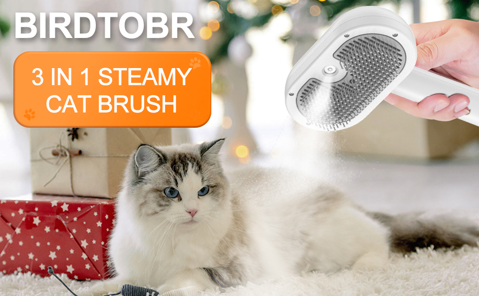 Бьордобра Стімі Кетенбюстш, щітка для котів 3 в 1 зі спіральним масажем, видаляє шерсть, біла