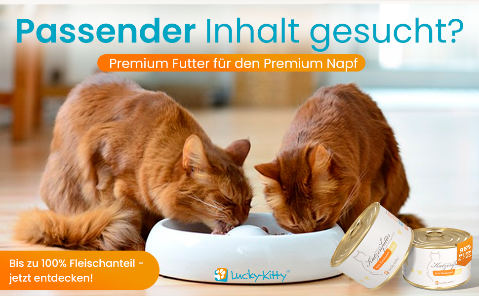 Керамічна миска для котів Lucky-Kitty XL, 27 см, для всіх порід та віку | Миска для корму котів, стійка до миття в посудомийній машині