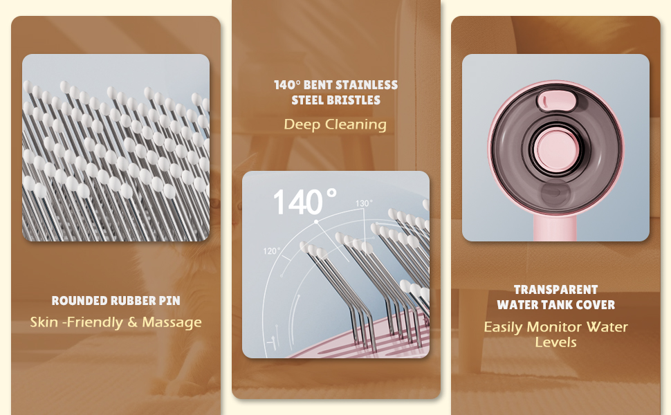 Бурштук для котів з парою 4-в-1, для видалення шерсті, для собак та котів (білий, рожевий)