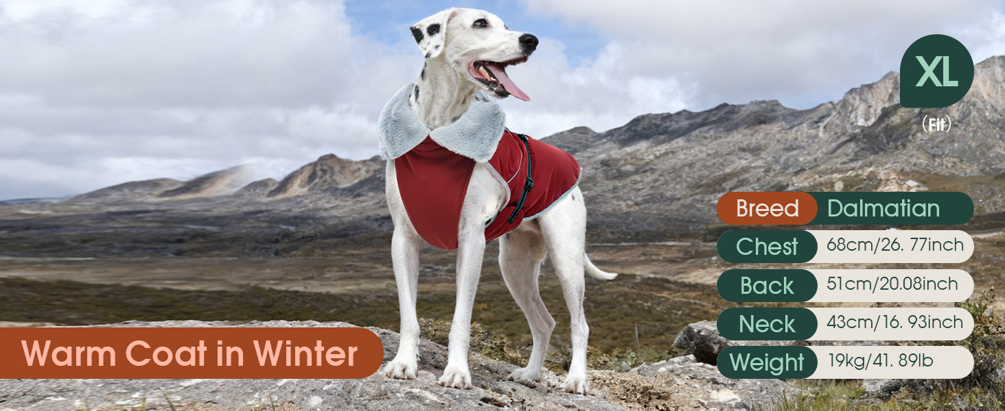 Куртка для собак Kuoser, тепла, водонепроникна, флісова, червона, розмір M