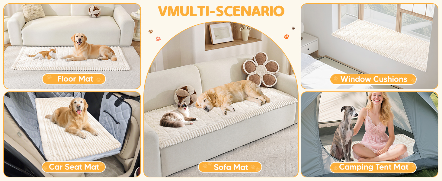 Плед на диван для собак, фланелевий, 70 x 180 см, бежевий. М'який, зручний, антиковзаючий, для захисту дивана від шерсті та бруду. Можна прати в машині.