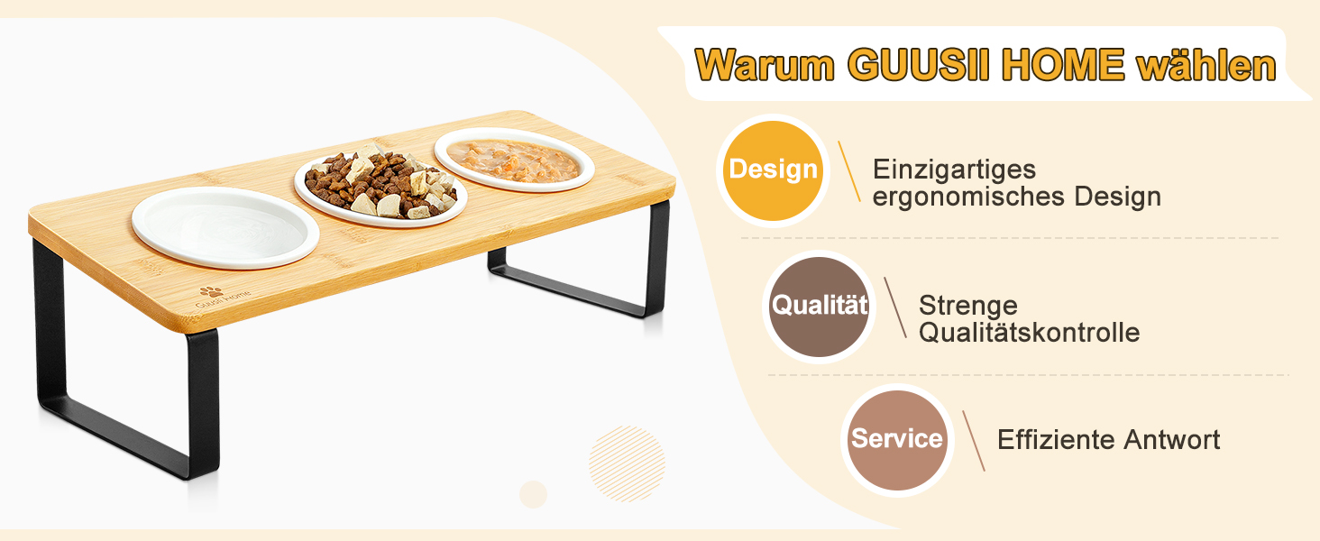 Набір мисок для котів GUUSII HOME: 6 мисок, кераміка, піднята годівниця, анти-блювотна, жовтий колір
