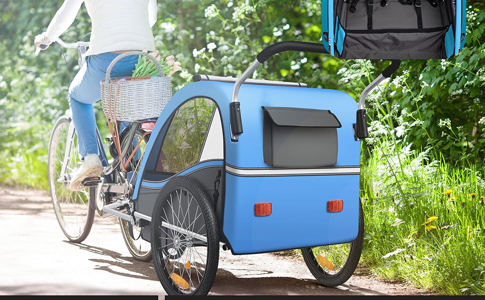 Дитячий велопричіп KESSER Sport-RX 2в1 (вело-коляска) для 1-2 дітей, до 40 кг, з рефлекторами, 5-точкова система безпеки, тримач для напоїв та смартфон