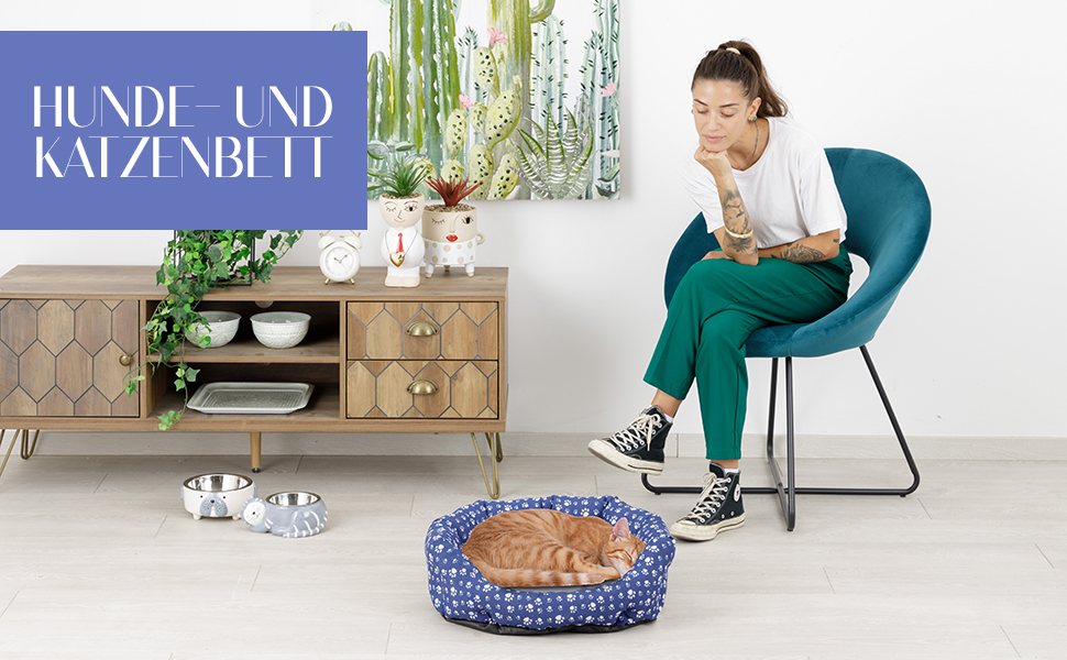 Кругле ліжко для собак та котів Baroni Hoe з м'якої тканини, 45x55 см, чорно-червоне з коронами