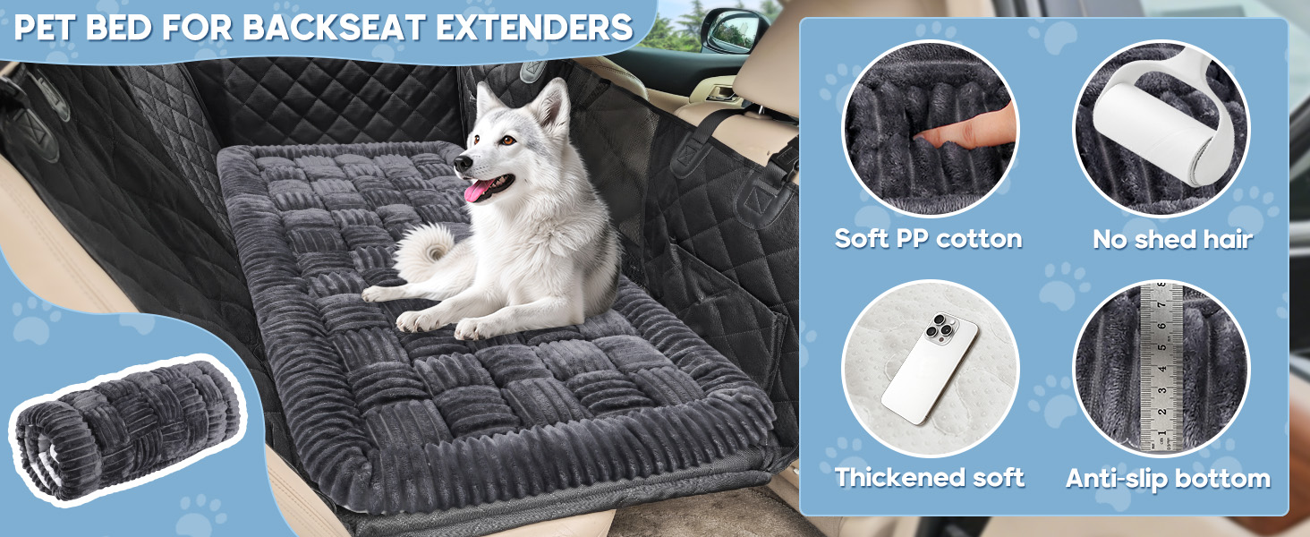 Килимок для собак у машину Loiion, захист заднього сидіння, великі породи, антиковзаюча, легко миється, зносостійкий, 127x62.5 см, темно-сірий