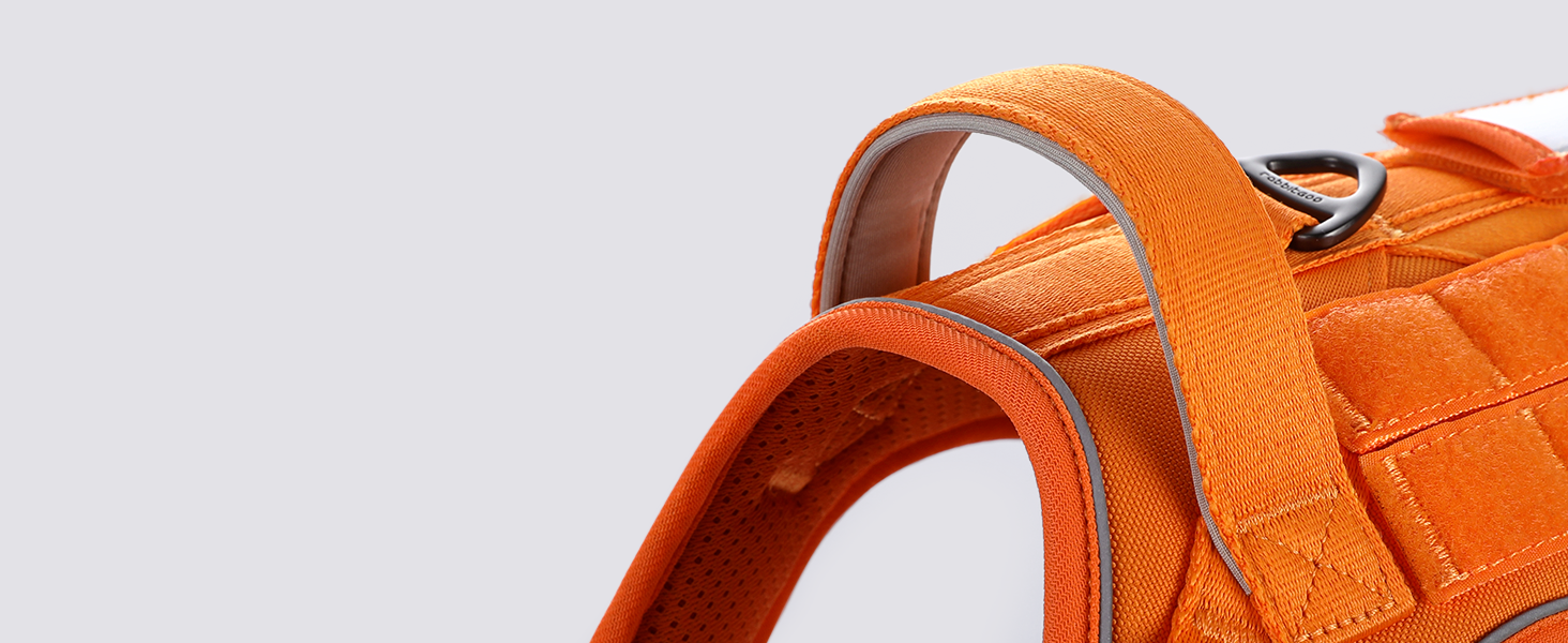 Нагрудник для собак Rabbitgoo середнього розміру, анти-тяга, регульований, з ручкою, міцний, тактичний, з металевими пряжками, для прогулянок (M, Помаранчевий)