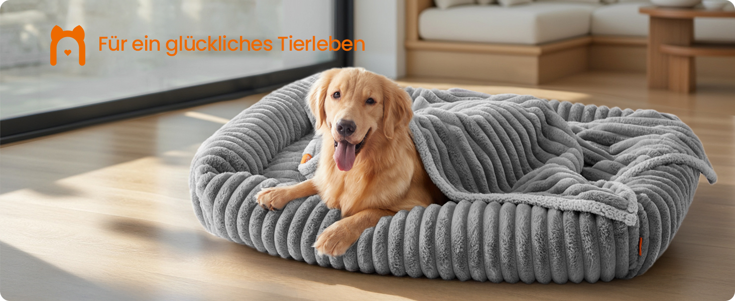 Feandrea Ортопедичне ліжко для собак, велике, з м'яким покриттям, 91 x 68 x 18 см, PGW312GD01 (XL 120 x 85 x 23 см, Сірий)