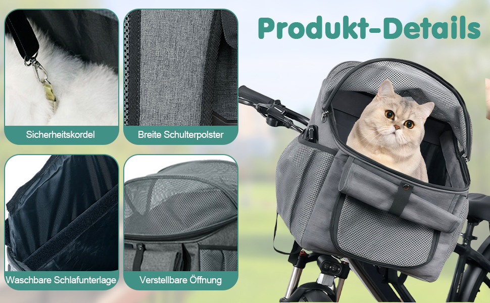 Фahrradtasche GAESHOW для тварин: знімний велосипедний кошик для собак, котів, з м'яким знімним сидінням, для кемпінгу та відпочинку на природі