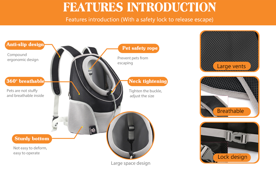 Рюкзак для собак та котів PETCUTE: зручна переноска з висувною головою та знімним килимком, чорний