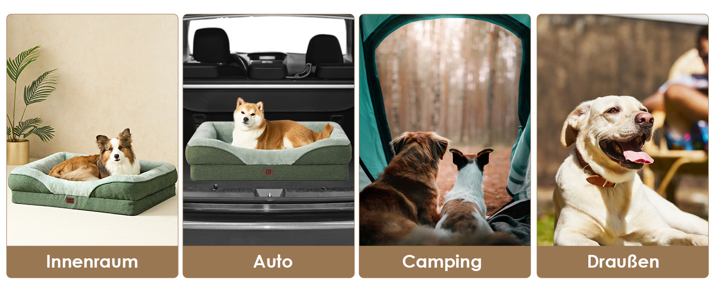 Ортопедичне ліжко для собак середніх порід, 91x68x17.5 см, Memory Foam, водонепроникне, з 4 бортиками, антиковзаюче, зелене