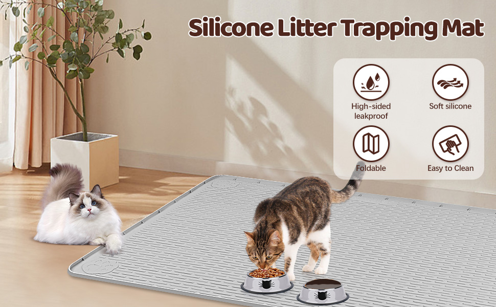 Килимок для котячого туалету Bartuke Katzenklo Matte, 101 x 71 см, силіконовий, сірий