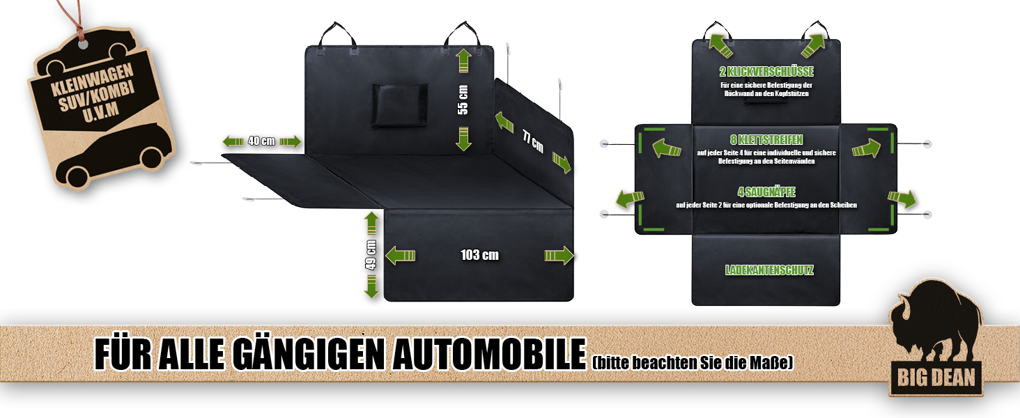 Захисна килимок у багажник BigDean для собак та багажу з захистом бокових стінок та бампера – водонепроникний та брудовідштовхуючий