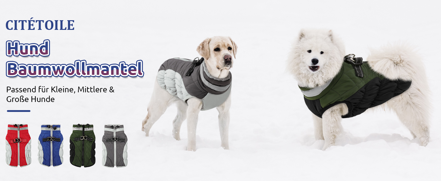 Зимовий теплий нашийник для собак CITE TOILE, великі породи, водонепроникний, з флісовою підкладкою, світловідбиваючий, XL, зелений