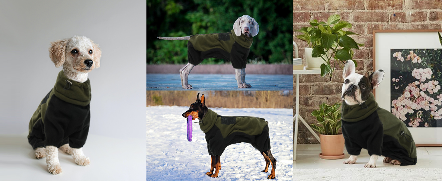 Пуловер для собак XL, тепла куртка-фліс для середніх собак, костюм-комбінезон з ніжками, флісовий халат для собак, костюм для собак Hunter (оливковий, XL) XL, оливковий колір