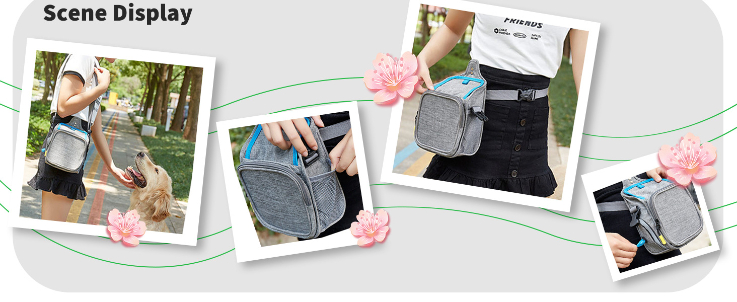 PETCUTE: Сумка для дресирування собак, зручна та міцна, з дозатором для відходів, сіра+блакитна