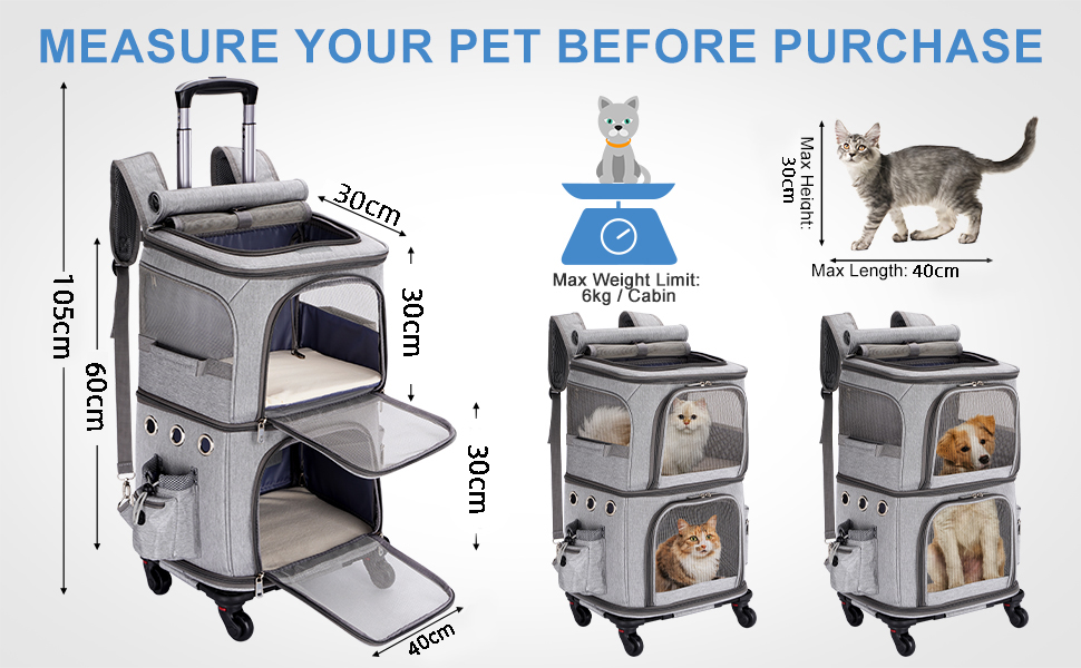 Переноска для котів та собак, XL, сіра. Зручна переноска з колесами, розкладна, до 12 кг