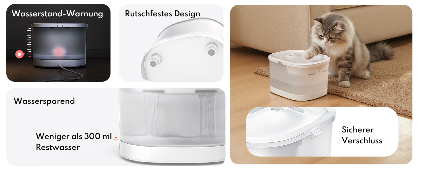 Фонтанчик для котів Homerunpet: тихий, 2.5л, бездротовий, з професійним фільтром, миється у посудомийній машині