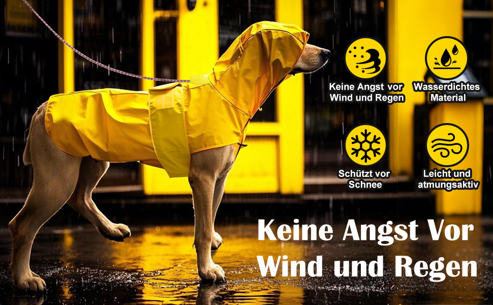 Водонепроникний дощовик для собак - двосторонній, з капюшоном та світловідбивачами (XL, жовтий)