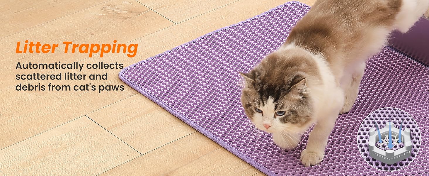 Килимок для котячого туалету Petinstinct, XXL, 116x66 см, фіолетовий