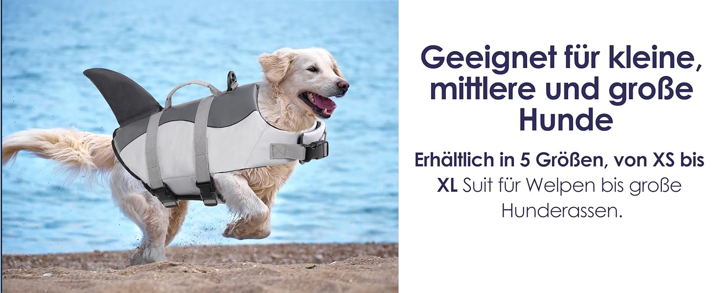 Світловідбиваюча рятувальна жилетка для собак AOFITEE, модель 'Акула', рожева, середній розмір