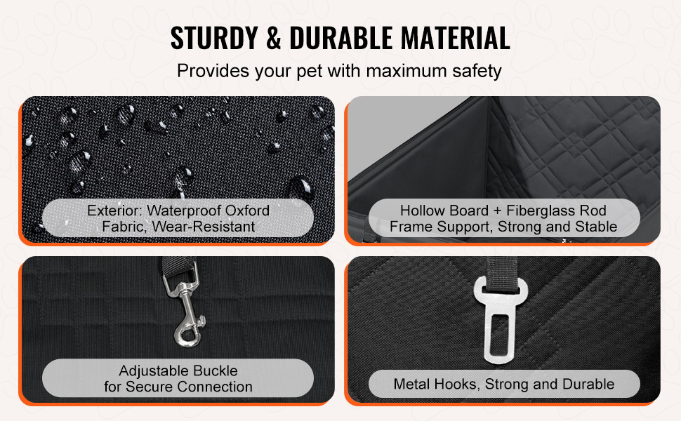 Автокрісло для собак VEVOR - водонепроникне автоліжко для собак до 22 кг, чорне