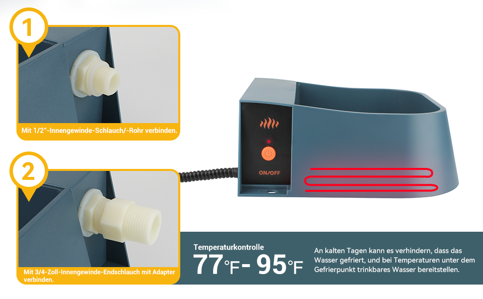 Автоматичний годівниця з підігрівом для тварин, 2L: розумна температура та контроль рівня води. Підходить для собак, котів, кроликів, курей.