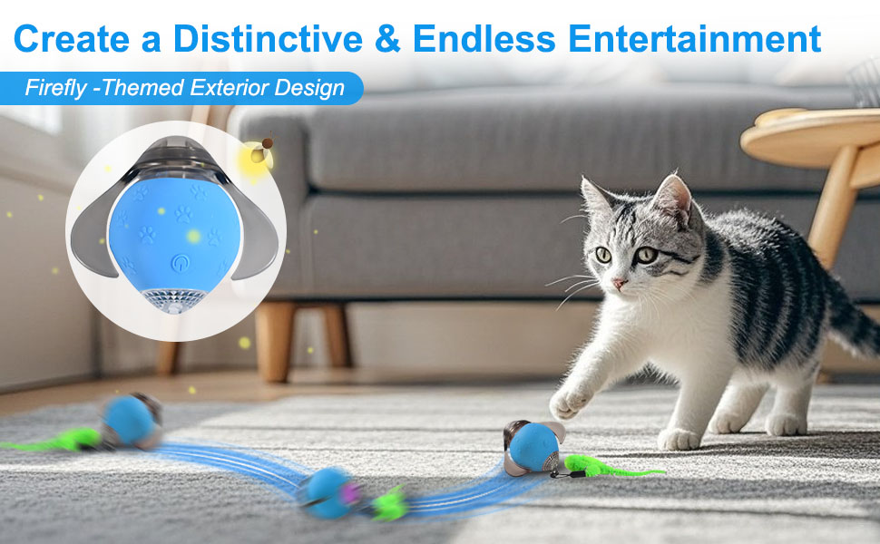 Інтерактивна іграшка для котів - м'ячик з феєрверком, перезаряджається, 2 режими, автоматична іграшка для котів, самостійна розвага, (Помаранчевий)