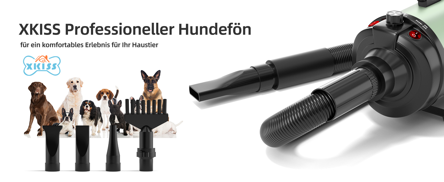 XKISS Професійний набір для грумінгу собак 2800W з пилососом для шерсті, фен для собак, машинка для стрижки собак, видалення шерсті (зелений)