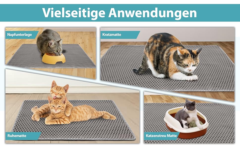 Matte Plazzid® для котячого туалету: XXL, 90x60 см, сіра, водонепроникна, з кріпленням