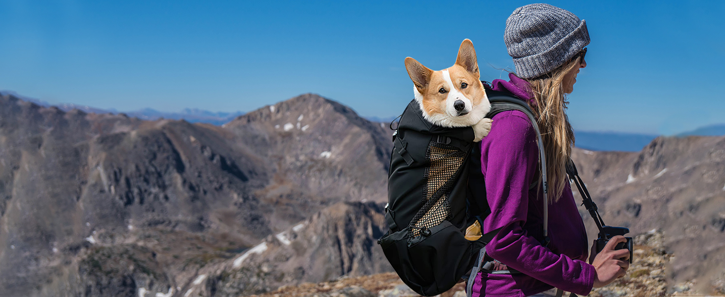 Рюкзак-переноска для собак Galatée, регульований, з вентиляцією, для походів, трекінгу та подорожей (S, чорний)