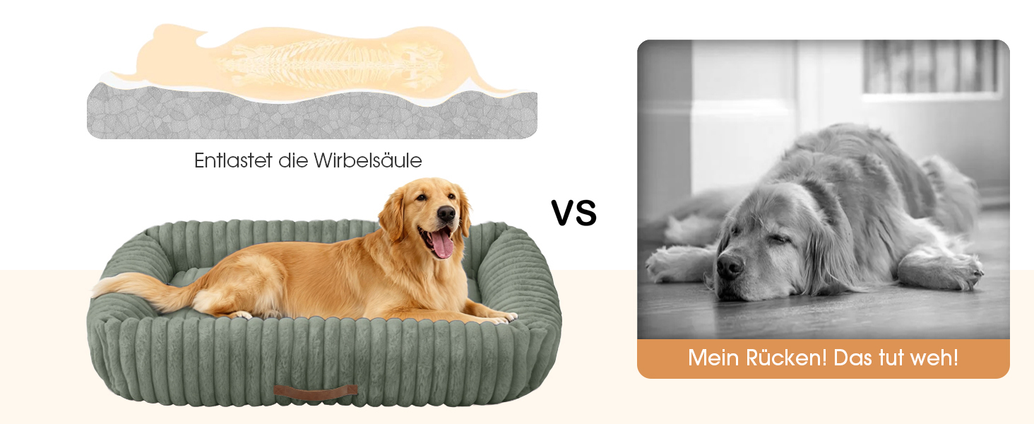 М'який лежак для собак, ортопедичний, великі породи, з підголовником, знімний, для собак XL, сірий (109x76x20 см)